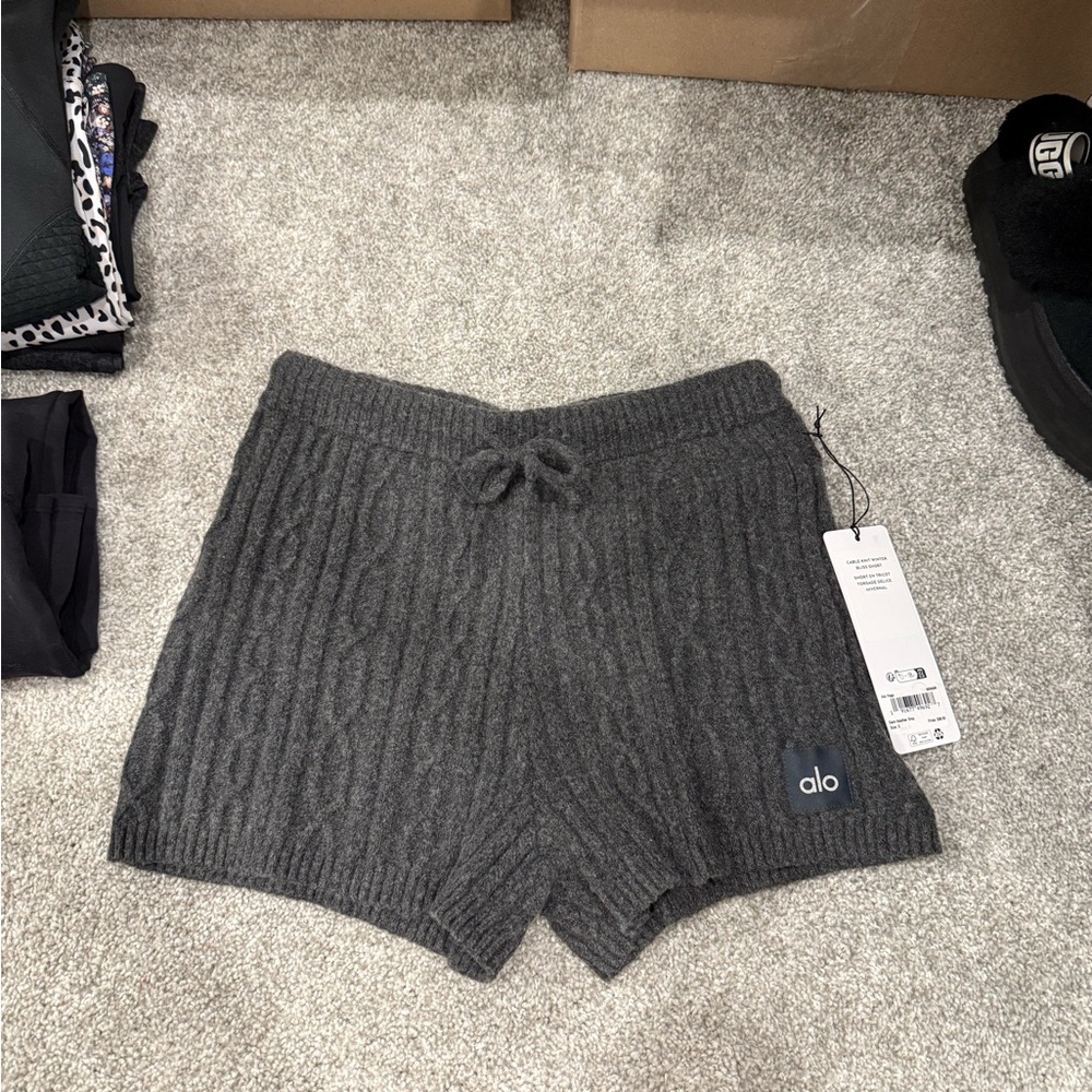 ALO Yoga Gray Athletic Shorts with Ribbed Texture